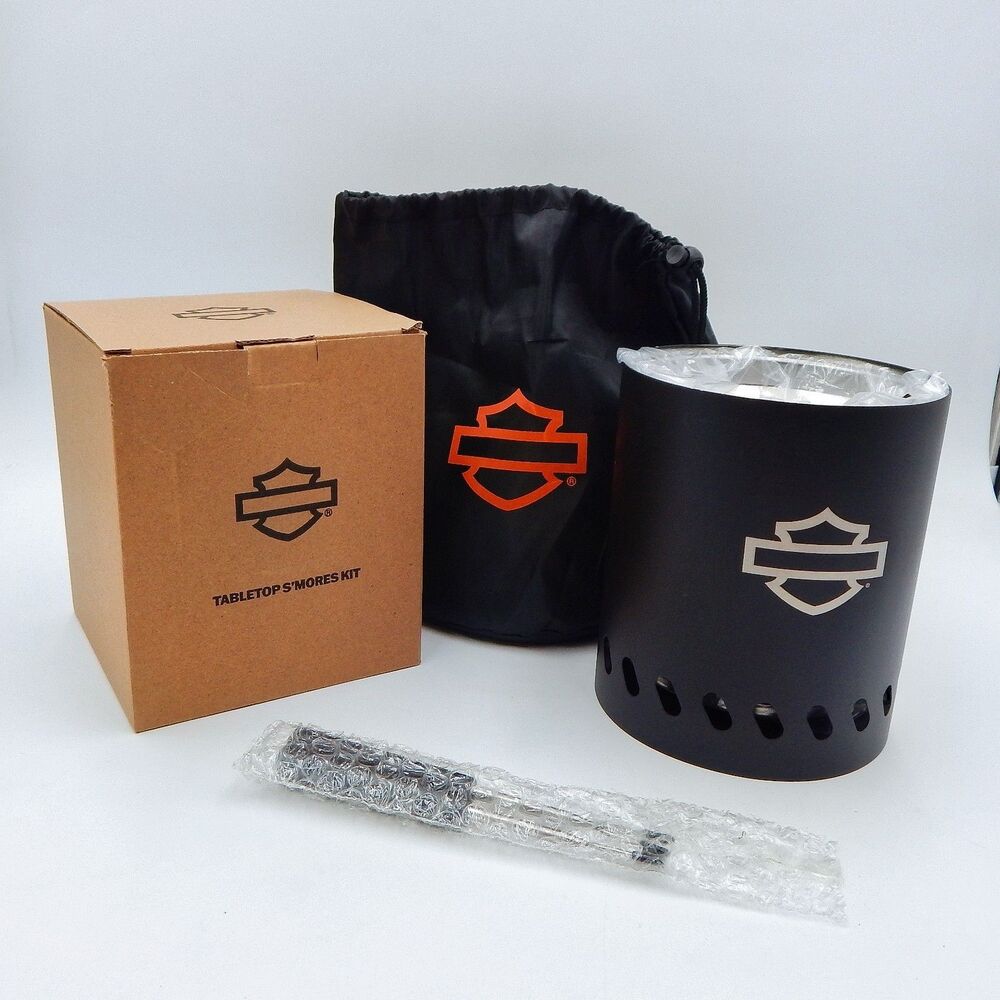 Harley Davidson Tabletop S’mores Kit 5 Inch Stainless Steel Firepit